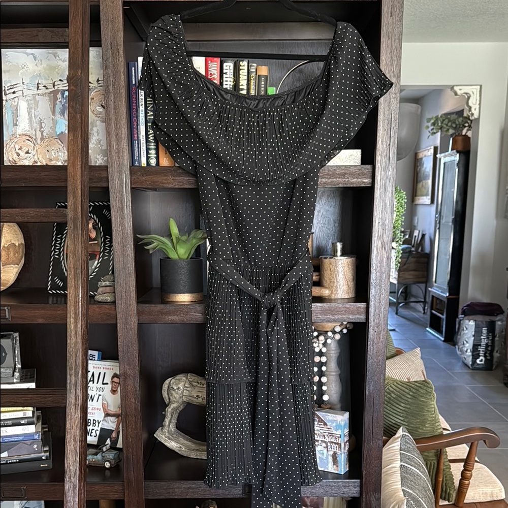 Black Polka Dot Dress with Belt